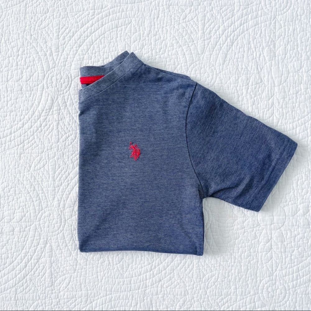 Polo V Neck Blue Short Sleeve T-shirt Medium 10-12